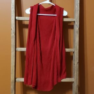 Dark red sleeveless cardigan